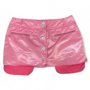 NWT BGN Mini Skirt Pink With Zipper Pockets and Low Hanging Pockets Euro 36 US 6